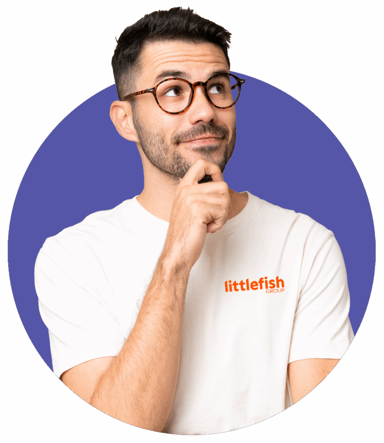 intelligent automation stock image of a man with his hand on his chin